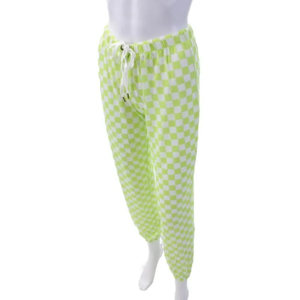 Honeydew Womens Checkered Long Sleeve Soft Pajama Set Green Size XS